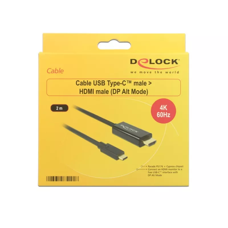 Laido adapteris vaizdui DeLOCK 85291 USB Type-C HDMI 2 m Juoda