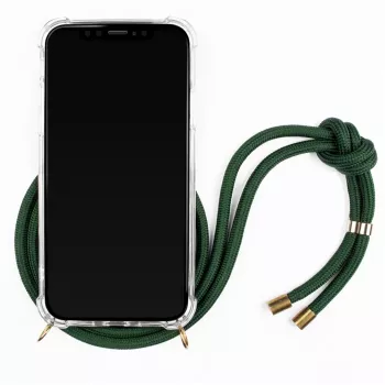 Telefono dėklas-pakabukas Lookabe loo014 iPhone XR – aukso-žalios spalvos apsauginis maišelis su dirželiu