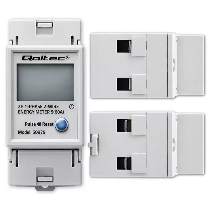 Energijos skaitiklis QOLTEC vienfazis DIN bėgelis 230V (MPN 50979)