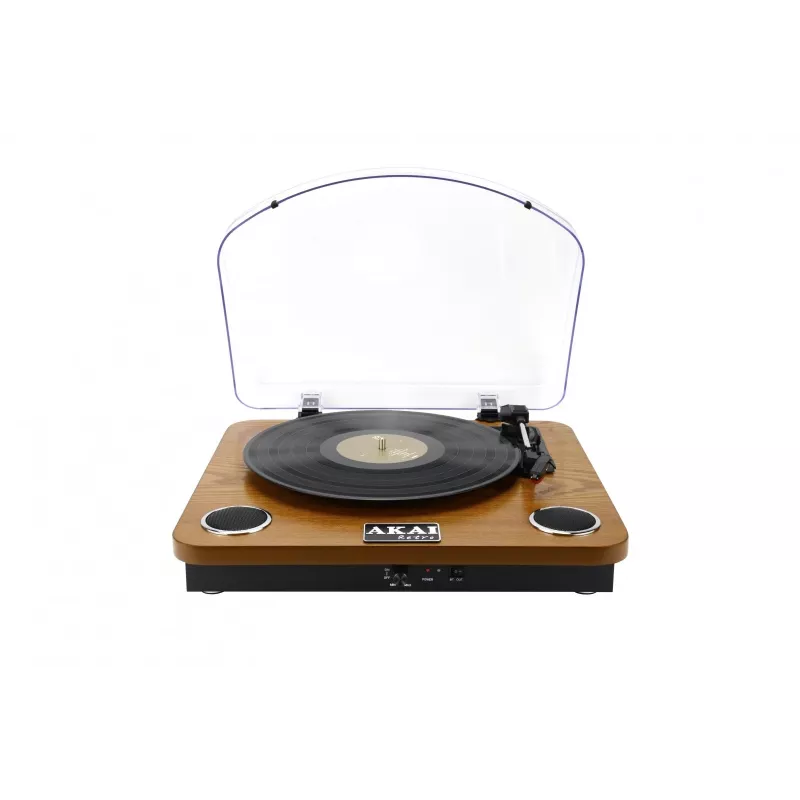 Patefonas su diržine pavara AKAI ATT-11BT – ruda, 33/45/78 aps./min., 0,8 W RMS