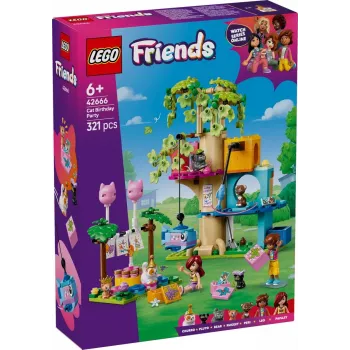 Konstruktorius LEGO Friends 42666 Katės gimtadienio vakarėlio medžio namelis, 321 d., 6+ m., 180×160×100 mm
