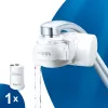 Vandens filtro ant čiaupo BRITA ON TAP V CU CE2 (1052067) — 4 pakopų, 600 l talpa, 3 režimai, 5 adapteriai, balta