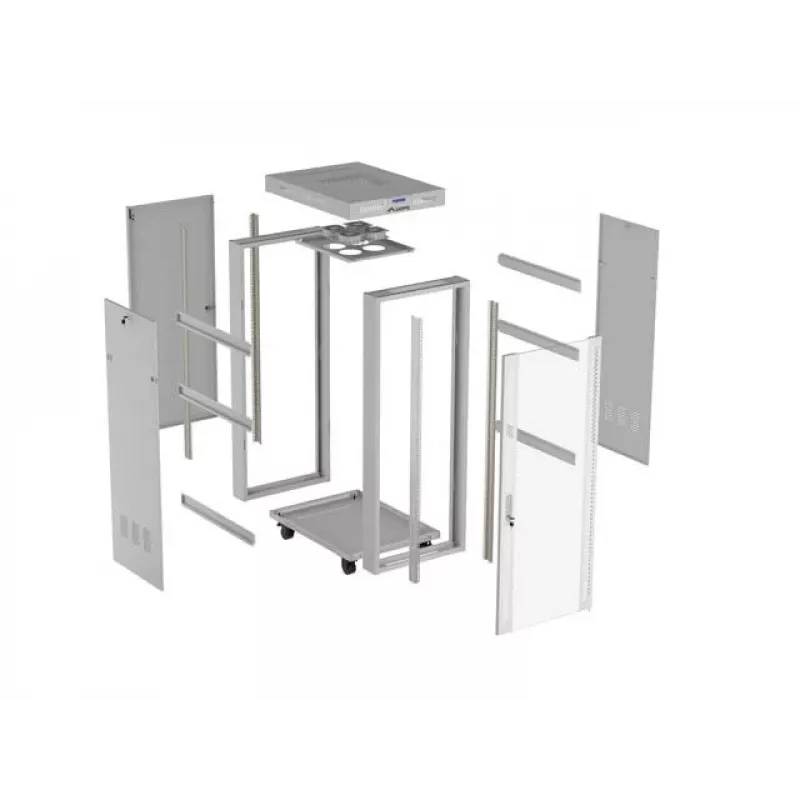 19 colių 32U LANBERG stovimas serverio spintos stovas 600×800 mm pilkas su stiklinėmis durimis ir LCD (Flat Pack)