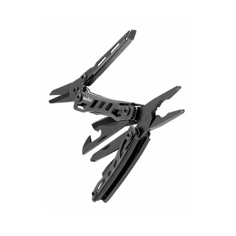 Multitoolas Nextool Mini FLAGSHIP NE20122 — 10-in-1 kompaktiškas nerūdijančio plieno daugiafunkcis įrankis, juodas, 67×27×17 mm, 83 g