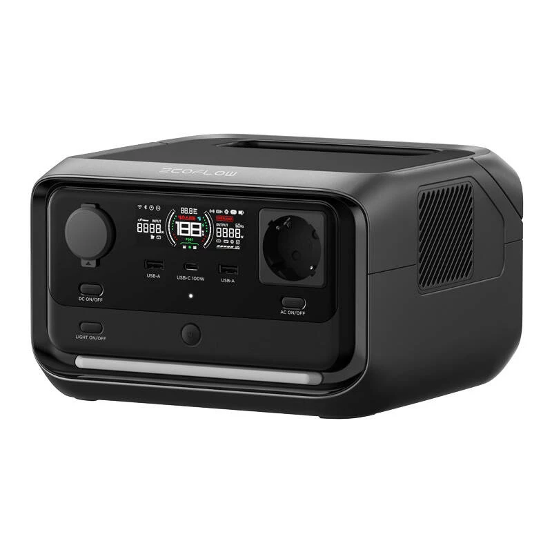 Nešiojama elektrinė stotelė EcoFlow River 3 Plus – LiFePO4 286Wh, AC ir USB išėjimai, įkrovimas iš saulės/automobilio