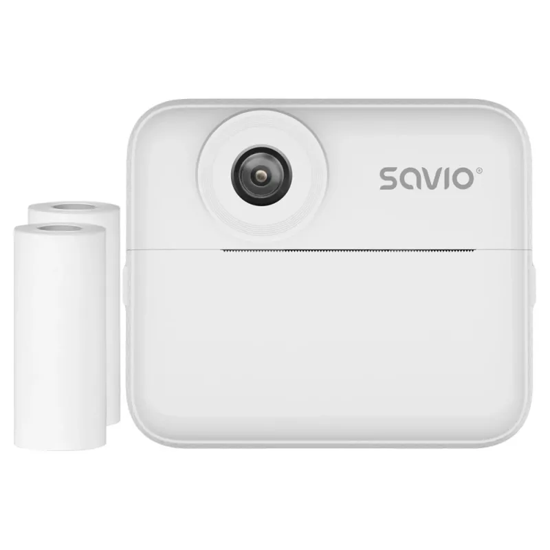 Momentinė spausdinimo kamera SAVIO AN-01 vaikams, balta, 2,4 colio LCD, MicroSDHC iki 32 GB, USB-C, 1200 mAh baterija