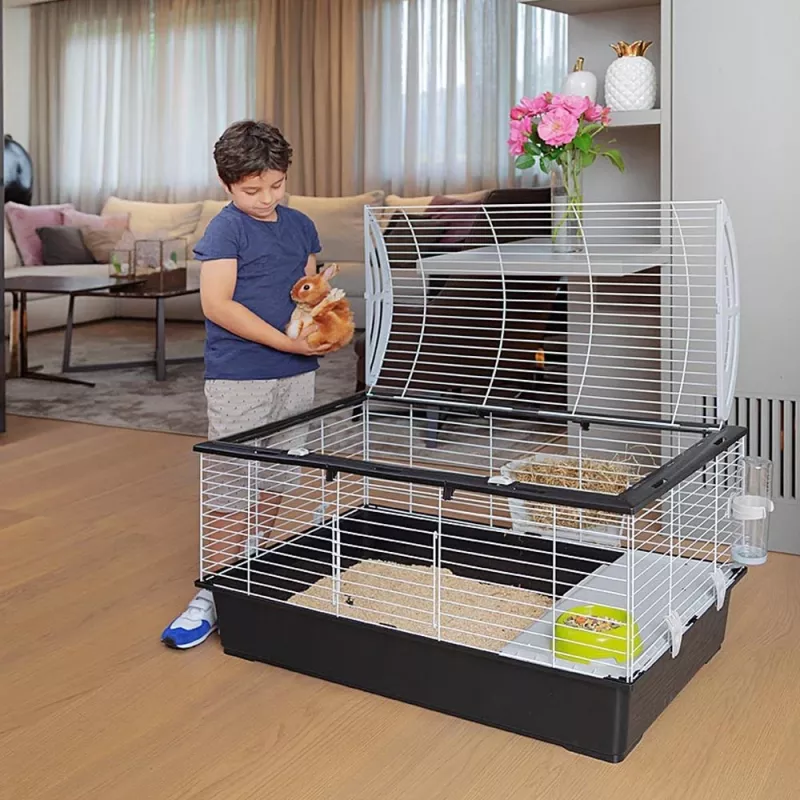 Narvas triušiams ir jūrų kiaulytėms FERPLAST Casita 100, metalas/plastikas, 960×570×560 mm, taupe/balta