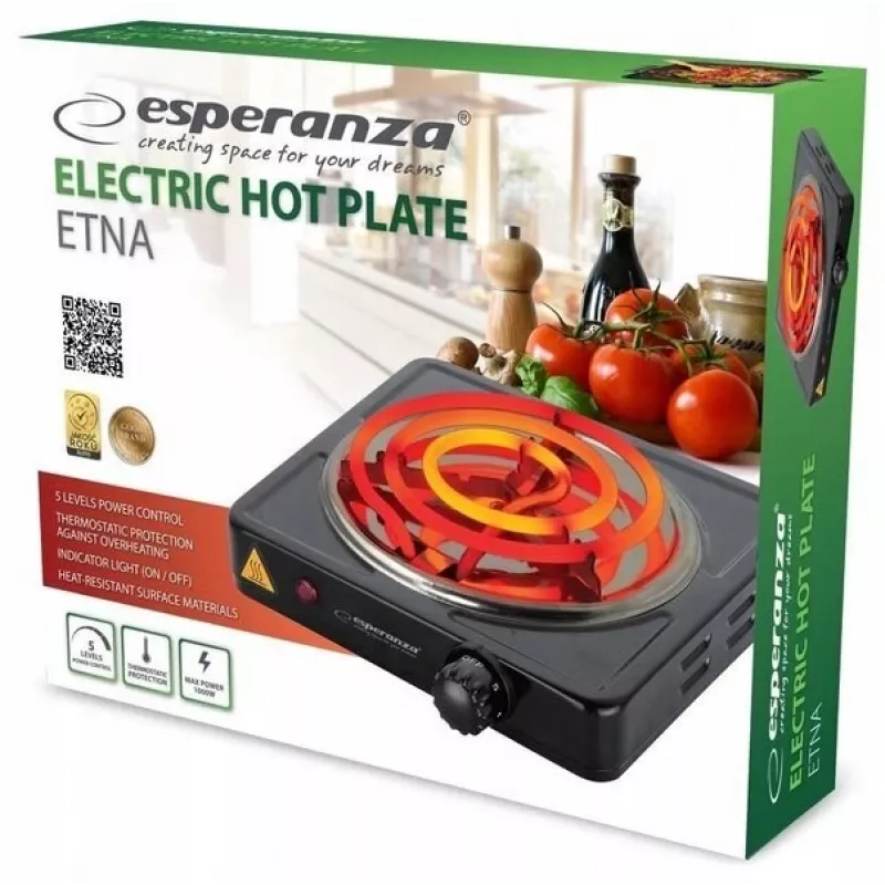 Esperanza EKH012K elektrinė kaitlentė juoda 21 cm 1 zona