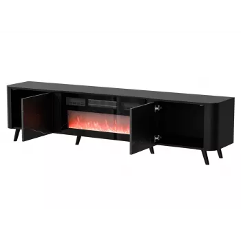Spintelė televizoriui Cama Meble Volare 200 x 39 x 49 cm, juoda/san sebastian su židiniu