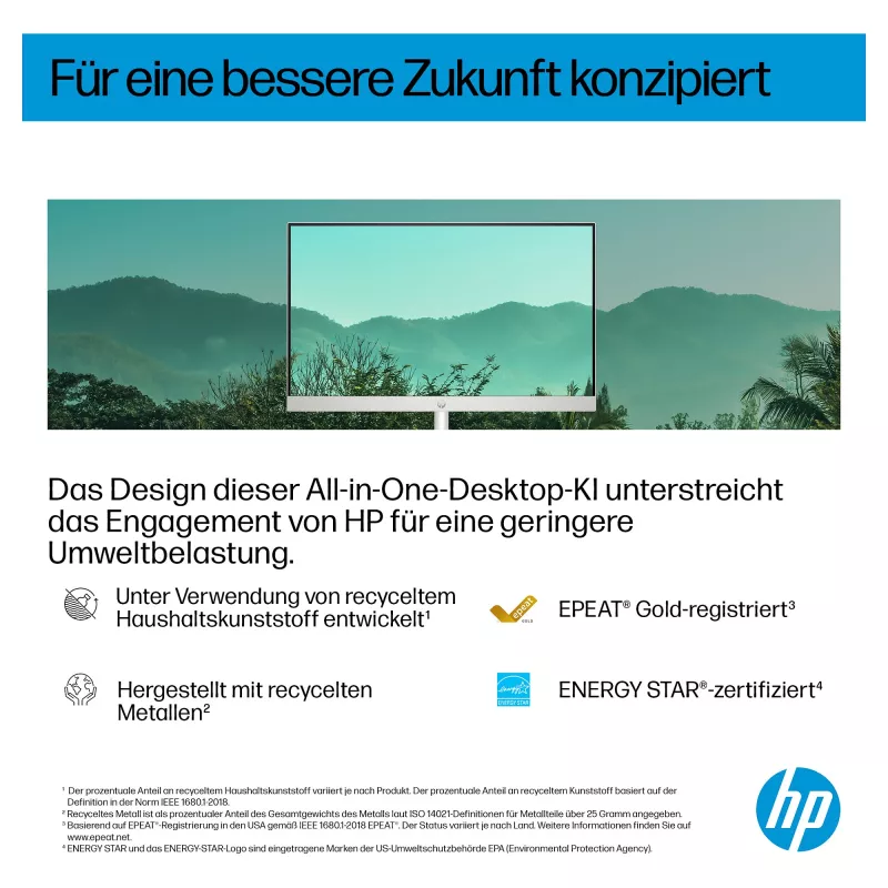 HP AI 27-cr2275ng - Viskas viename (Komplektinis sprendimas) - Core Ultra 7 255U - RAM 16 GB - SSD 512 GB NVMe - Intel Graphics - 1GbE, Bluetooth 5.3, Wi-Fi 6 - WLAN: 802.11a/b/g/n/ac/ax