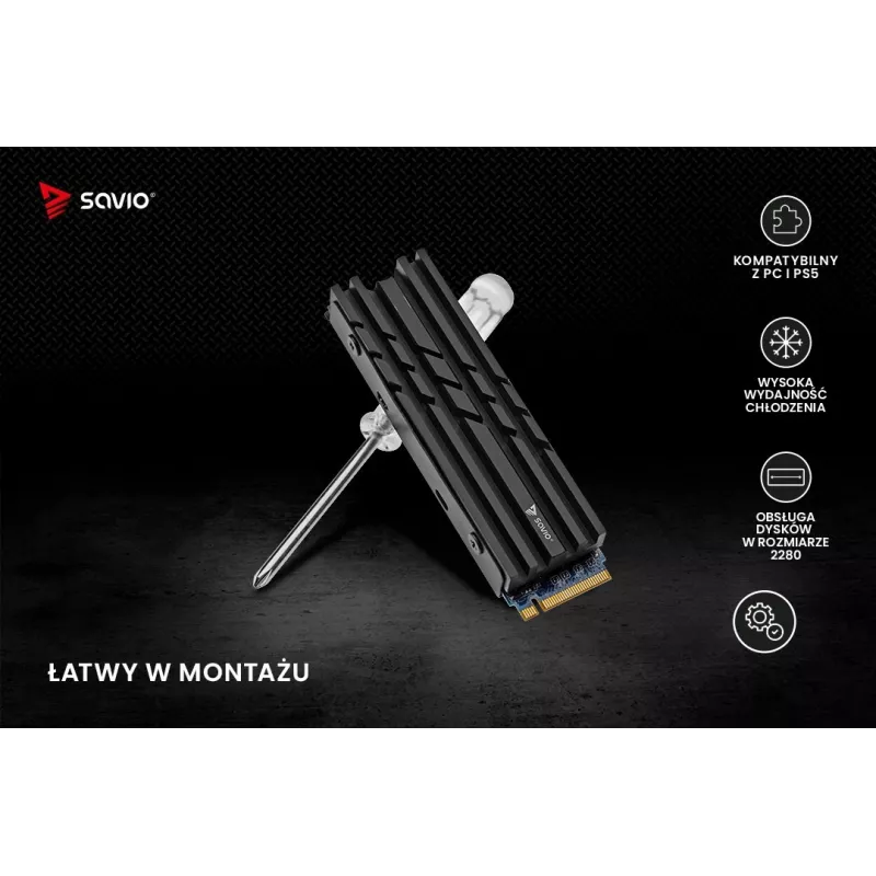Oro aušintuvas SAVIO M.2 NVMe 2280 AK-60 Black, skirtas 22x80 mm SSD