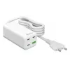 MediaRange MRMA124 greitasis kroviklis 100W, 3x USB-C, 100–240V, 1,5 m laidas, baltas