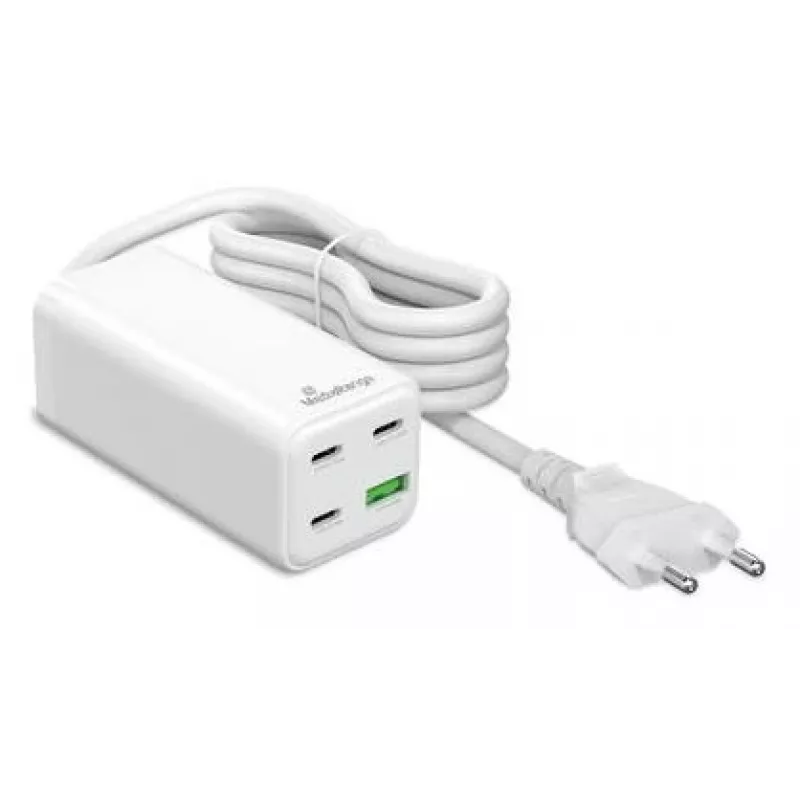 MediaRange MRMA124 greitasis kroviklis 100W, 3x USB-C, 100–240V, 1,5 m laidas, baltas