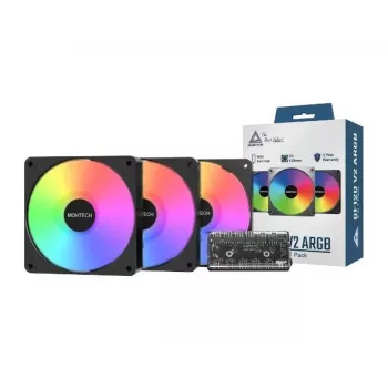 Montech GF120 V2 ARGB kompiuterio korpuso ventiliatorius 12 cm juodas 3 vnt.