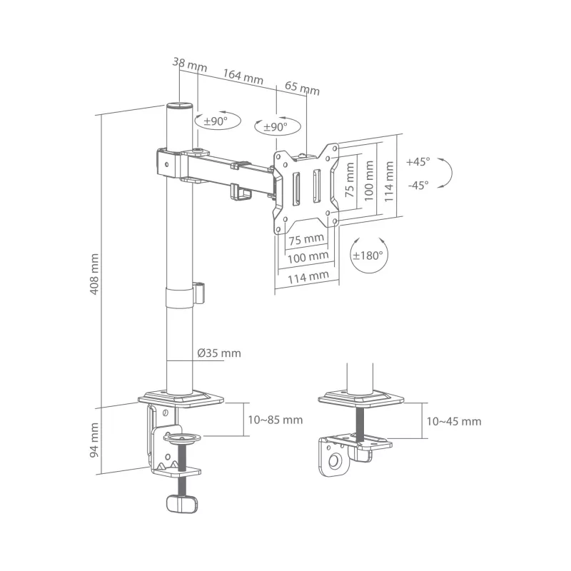 Sbox LCD-351/1-3 monitoriaus rankena (17-32 colių / 10 kg / VESA 100x100)