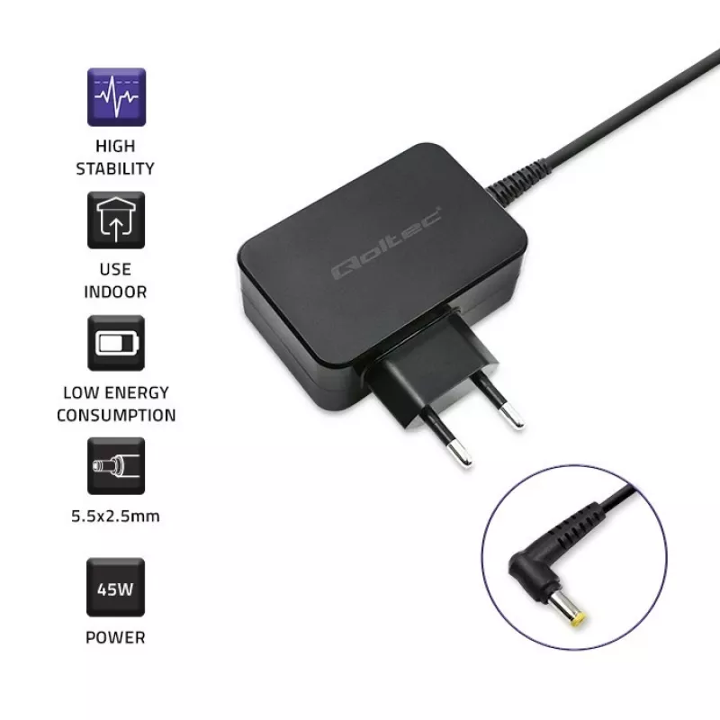 QOLTEC 52407 45W 19V 2.37A maitinimo adapteris, skirtas Toshiba Ultrabook