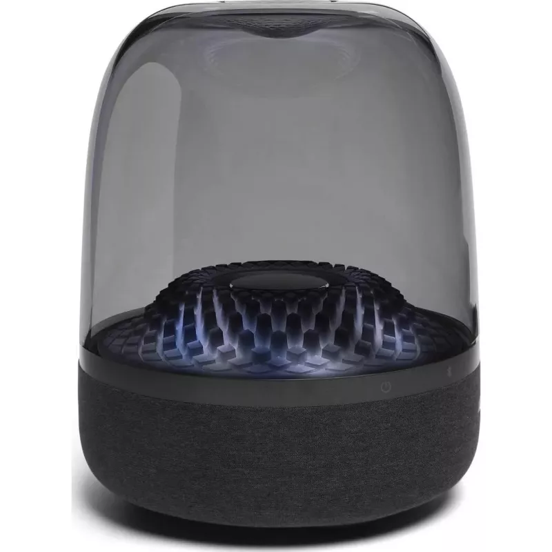 Belaidis nešiojamas garsiakalbis Harman/Kardon Aura Studio 4 — 100 W, 3 tvarkyklės, 45–20000 Hz, juodas/skaidrus