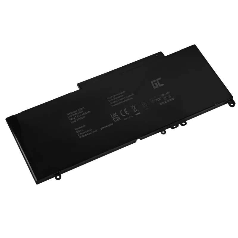 Baterija Green Cell DE102V3, skirta DELL Latitude E5250 E5450 E5550, 7,6 V 6200 mAh LiPo, juoda