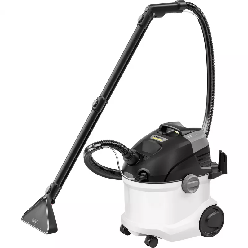 Cikloninis dulkių siurblys Kärcher SE 5 – sausam ir šlapiam valymui, 1000 W turbina, 4 L nešvaraus/4 L švaraus vandens talpyklos, 6 m laidas