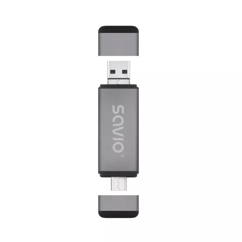 Kortelių skaitytuvas SD 3v1, USB-C + USB-A 2.0 + Micro USB
