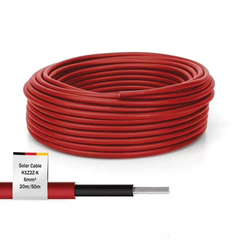 Saulės kabelis Digitus DK-SCIC6R-0200 20m 6mm² Raudonas Atsparus UV 1500V DC
