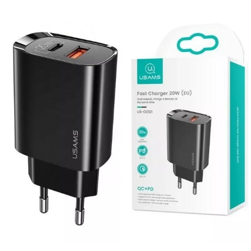 Įkroviklis Usams T35 20W PD3 USB-C į USB greitojo įkrovimo adapteris