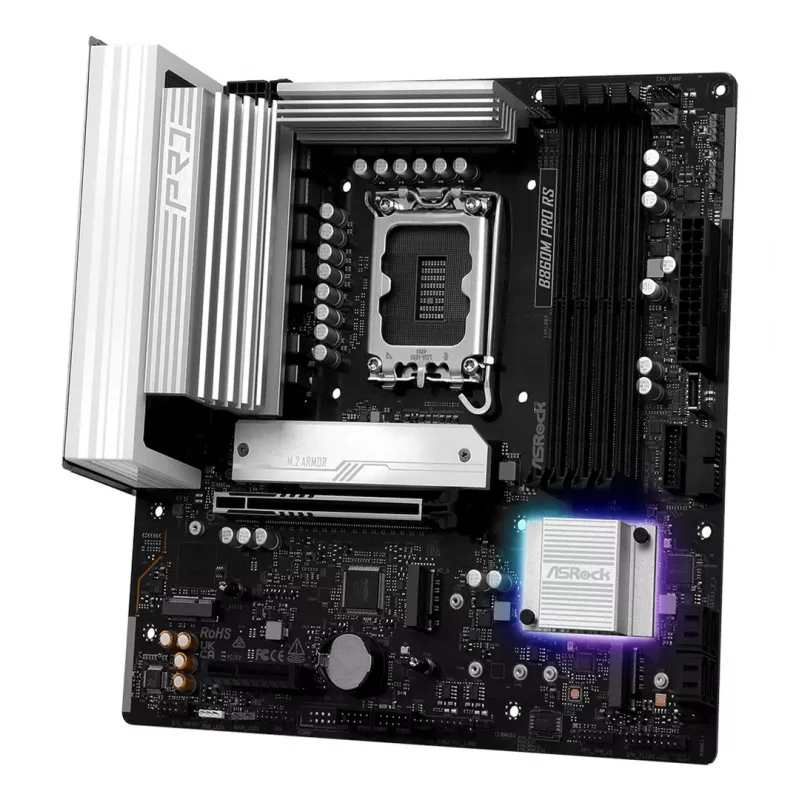 Pagrindinė plokštė ASROCK B860M Pro RS — Intel B860, LGA 1851, micro ATX, DDR5, 4× DIMM, 2.5Gb LAN, 1×PCIe5 x16