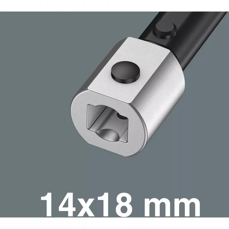 Wera Click-Torque X 7 sukimo veržliaraktis su juodai-žalia rankena, kvadratinis 14x18 mm