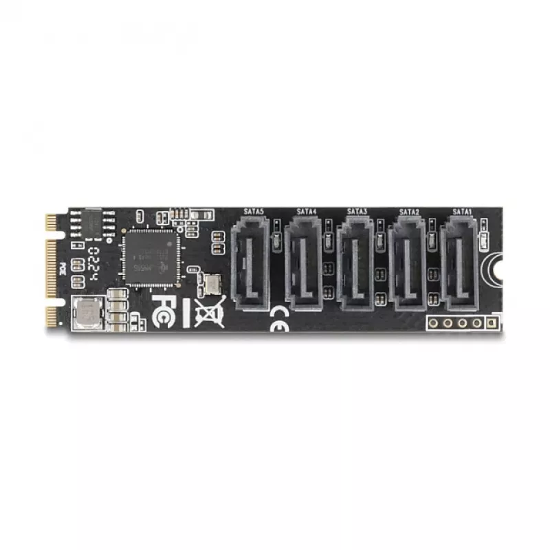 Vidinis SATA adapteris DELOCK 64241 M.2 (Key B+M) į 5x SATA su JMicron JMB585, LED indikatoriais, kompiuteriui