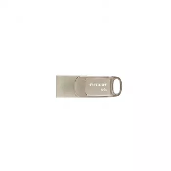 USB atmintukas PATRIOT PS64GT560DS5D 64GB USB 3.2 (USB-A ir USB-C), sukamasis cinko lydinio korpusas, sidabrinis