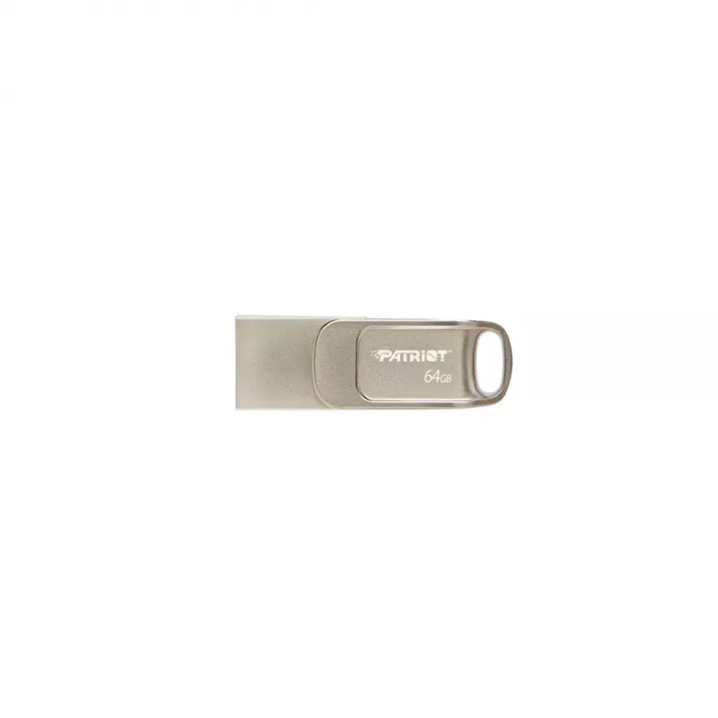 USB atmintukas PATRIOT PS64GT560DS5D 64GB USB 3.2 (USB-A ir USB-C), sukamasis cinko lydinio korpusas, sidabrinis