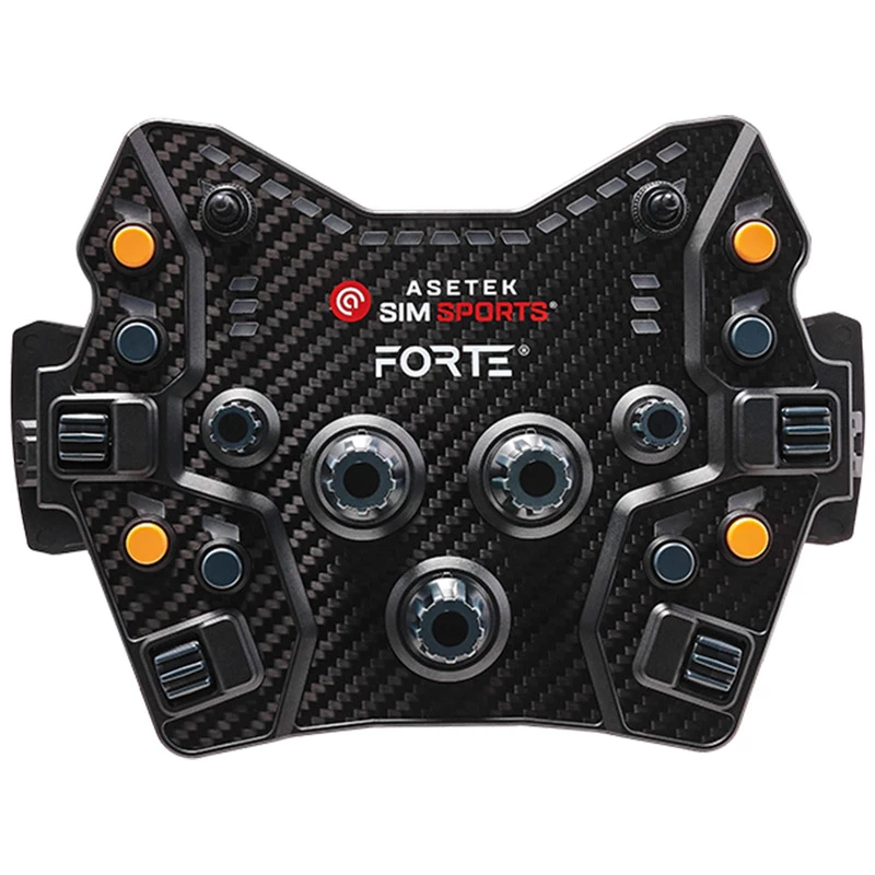 Valdymo skydelis Asetek SimSports Forte GT – kompaktiškas lenktynių pultas su mygtukais ir sukikliais