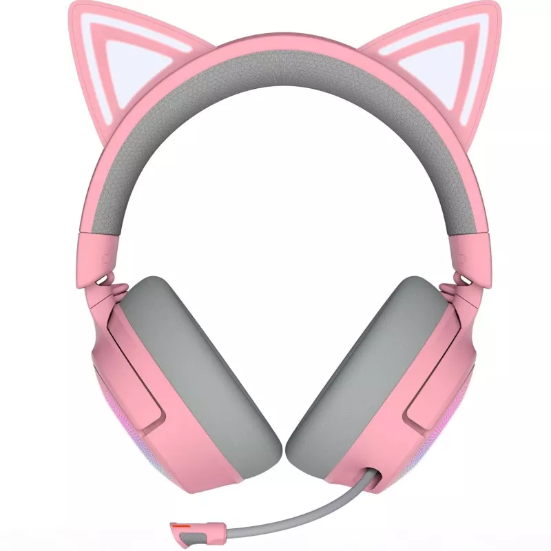 Ausinės Razer Kraken Kitty V3 Pro - Quartz, laidinės ir belaidės, USB Type-A, Bluetooth, Rožinės