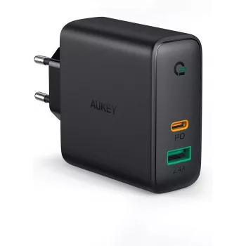 Sieninis įkroviklis Aukey PA-D3 2xUSB (1xUSB + 1xUSB C) Power Delivery 60W 5.4A