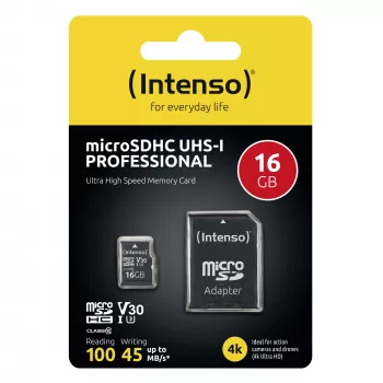 Intenso 3433470 atminties kortelė microSDHC 16GB, 10 klasė, su adapteriu