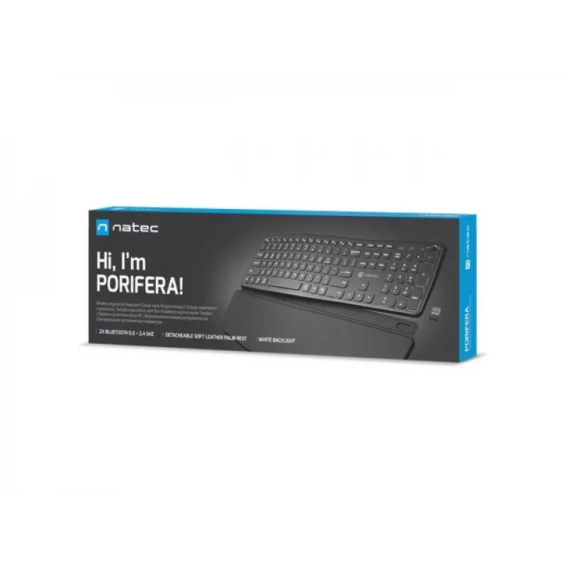 NATEC PORIFERA belaidė klaviatūra, QWERTY US International, juoda
