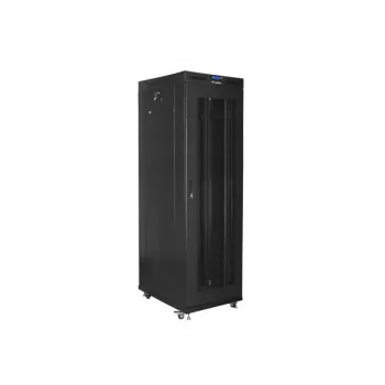 Stovimas 19 colių serverio stovas 42U 800x800 juodas perforuotomis durelėmis su LCD ekranu LANBERG (plokščioje pakuotėje)