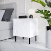 Naktinis staliukas Cama Meble JUNGLE 53,5×40,5×44 cm matinė balta, MDF & medžio drožlių plokštė, juodos kojelės, 2 vnt. komplektas