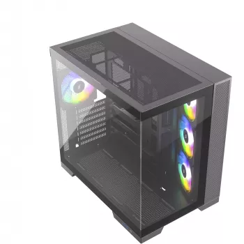 Silentware View A-RGB Black PC korpusas VIEWBLACK – vidutinis bokštas su A-RGB apšvietimu