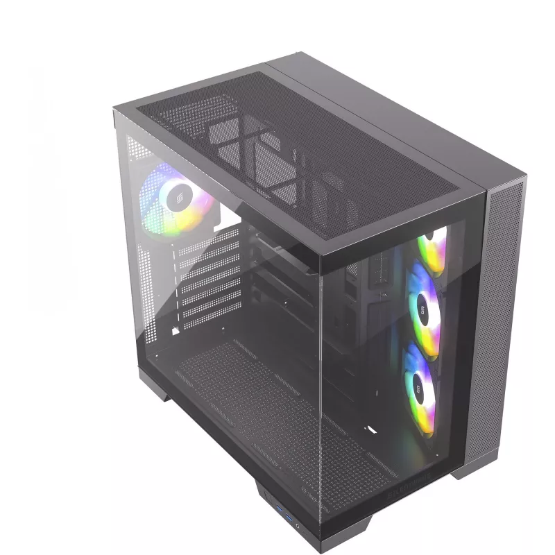 Silentware View A-RGB Black PC korpusas VIEWBLACK – vidutinis bokštas su A-RGB apšvietimu