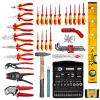 Mechaniko įrankių rinkinys Knipex 00 21 06 – 68 įrankiai, su adatinėmis ir vandentiekio replėmis, raudonai geltoni įrankiai, juodas dėklas (515×438×265 mm)