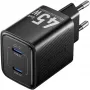 Vention FEFB0-EU 45W greitasis sieninis kroviklis su 2× USB-C – išmaniesiems telefonams, nešiojamiesiems kompiuteriams, planšetėms, išmaniesiems laikrodžiams, ausinėms (juodas)