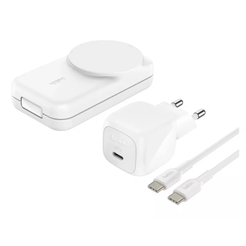 Belaidinis įkroviklis Belkin UltraCharge 25W Qi2 3in1 Magnetinis EU Baltas Kvadratinis