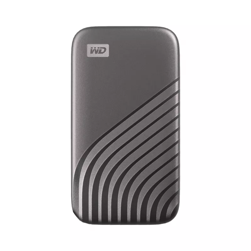 WD My Passport SSD 4 TB pilka – nešiojamasis išorinis SSD diskas su šifravimu