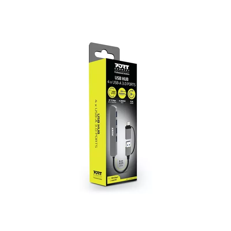PORT CONNECT | USB-C/USB-A jungtis į 4 USB-A 3.0 prievadus, 5 Gbps