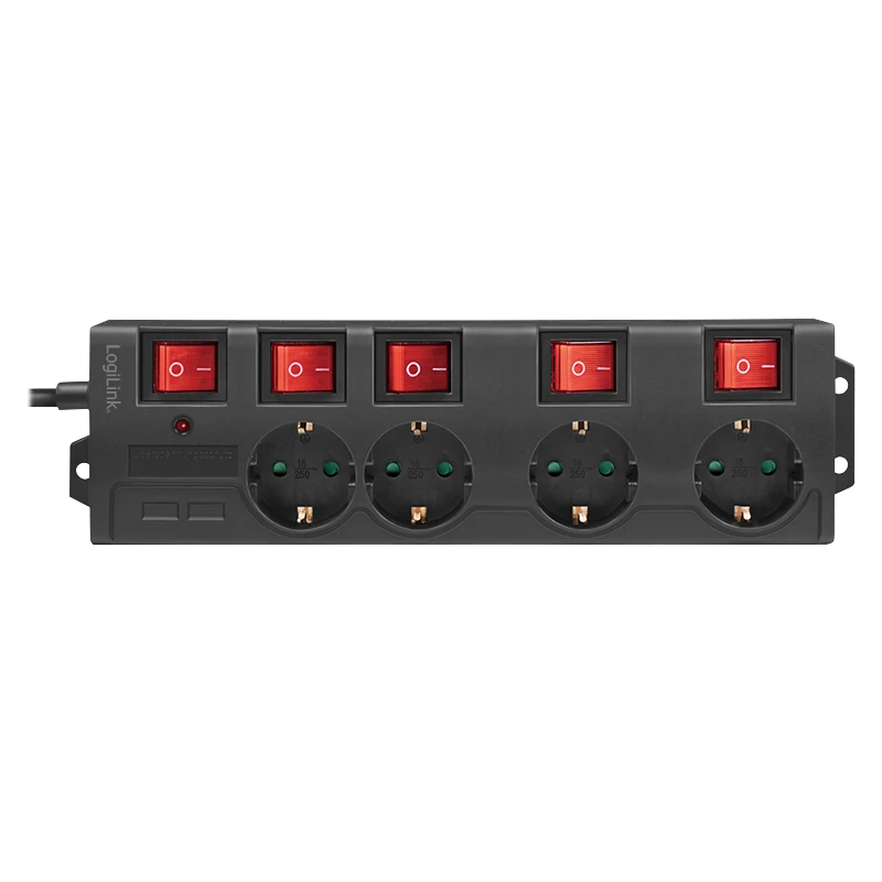 Prailginimo laidas LogiLink LPS251 1,5 m 4 AC lizdai juodas