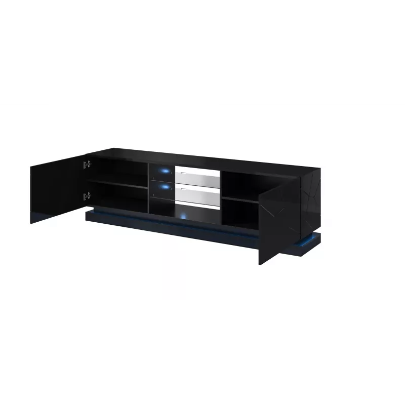 Cama TV spintelė QIU 200 MDF juodas blizgus/juodas blizgus