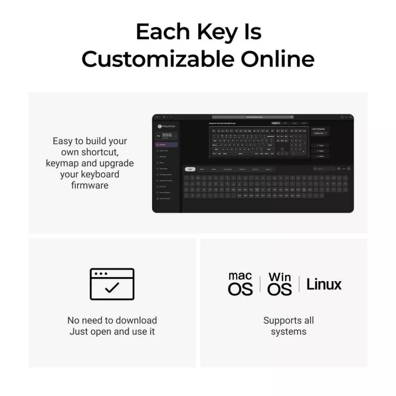 Mechaninė pilno dydžio (100 %) klaviatūra Keychron V6 Ultra 8K – QWERTY, Bluetooth, RGB LED, juoda