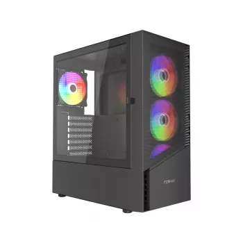 Gembird Fornax 4300 CCC-FC-4300 ATX Midi Tower žaidimų kompiuterio korpusas, grūdintas stiklas, ARGB ventiliatoriai, 2x USB 3.1, 1x USB 2.0, juodas