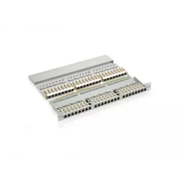 Equip 48 prievadų Cat.6 ekranuotas pataisinis skydelis, juodas, RJ-45, auksuotas, Cat6, montavimas į stelažą, 1U